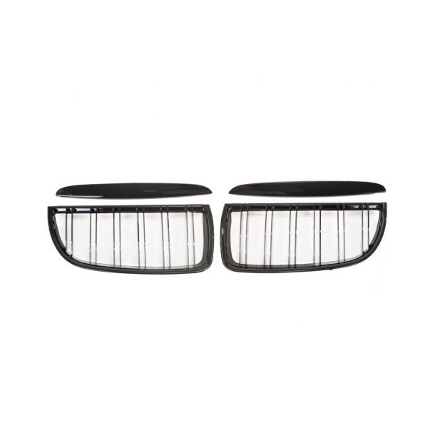 JOM Frontgrill med dobbelt ribbe i blank sort til BMW serie 3 E90 rgang 2005-2008