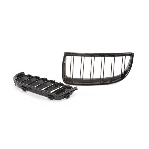 JOM Frontgrill med dobbelt ribbe i blank sort til BMW serie 3 E90 rgang 2005-2008