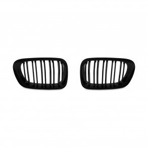 JOM Frontgrill med dobbelt ribbe i blank sort til BMW 3 serie E46 rgang 1999-2003