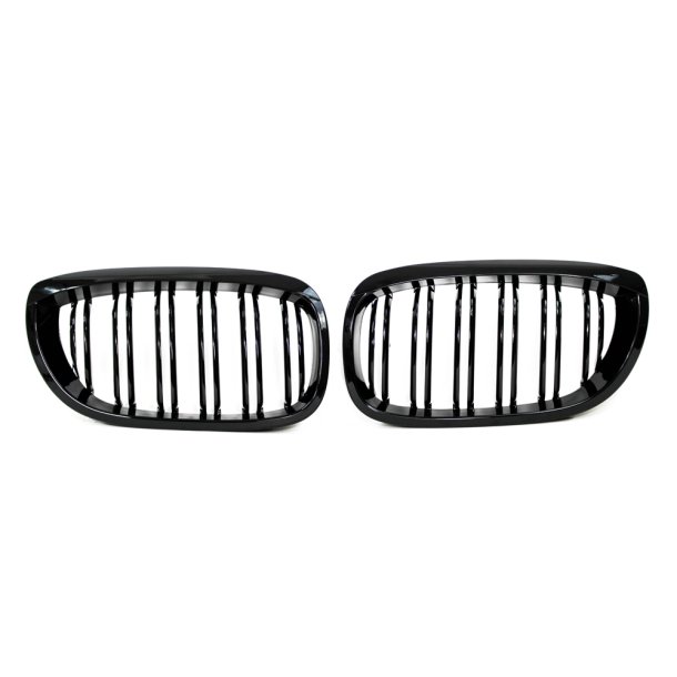 JOM Frontgrill med dobbelt ribbe i blank sort til BMW Serie 3 E46 2-drs, rgang 2003-2006