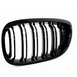 JOM Frontgrill med dobbelt ribbe i blank sort til BMW Serie 3 E46 2-drs, rgang 2003-2006