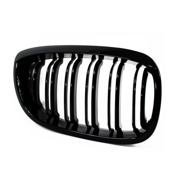 JOM Frontgrill med dobbelt ribbe i blank sort til BMW Serie 3 E46 2-drs, rgang 2003-2006