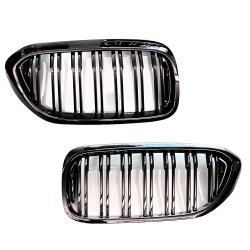 JOM Frontgrill med dobbelt ribbe i blank sort til BMW 5 serie G30/G31 rgang 02.2017-