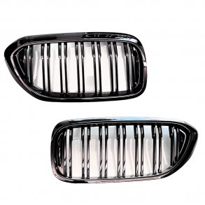 JOM Frontgrill med dobbelt ribbe i blank sort til BMW 5 serie G30/G31 rgang 02.2017-