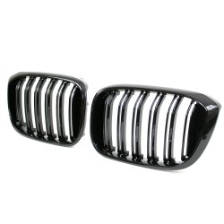 JOM Frontgrill med dobbelt ribbe i blank sort til BMW X3 (G01), 2017-