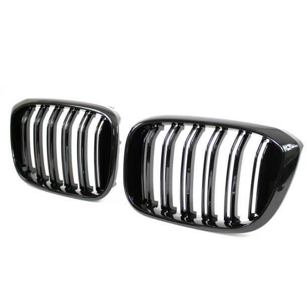 JOM Frontgrill med dobbelt ribbe i blank sort til BMW X3 (G01), 2017-