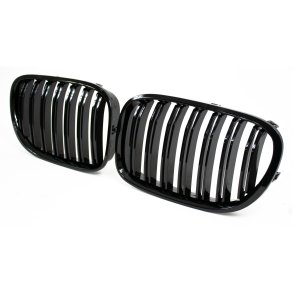 JOM Frontgrill med dobbelt ribbe i blank sort hjglans til BMW 7-serie (F01), 20082015