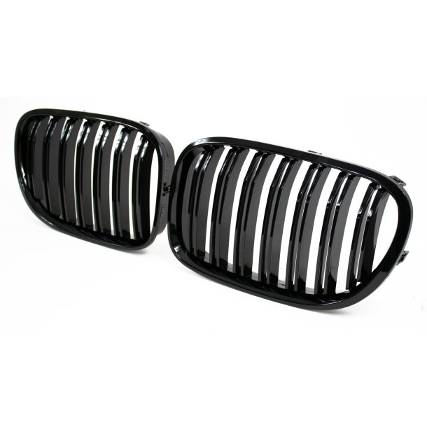JOM Frontgrill med dobbelt ribbe i blank sort hjglans til BMW 7-serie (F01), 20082015