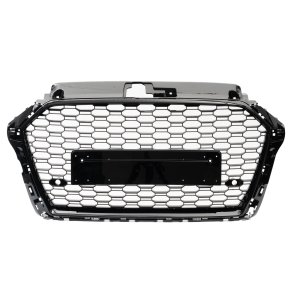 JOM Frontgrill honeycomb i blank sort til Audi A3 8V rgang 2017-2018