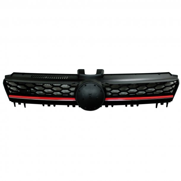 JOM Frontgrill med honeycomb gitter i sort med rd/krom liste til VW Golf 7 rgang 08.2012-