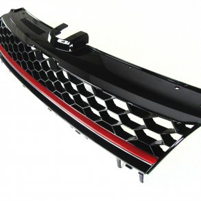 JOM Frontgrill med honeycomb gitter i sort/rd til VW Golf 7 rgang 08.2012- - uden logo