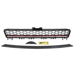 JOM Frontgrill med honeycomb gitter i sort/rd til VW Golf 7 rgang 08.2012- - uden logo