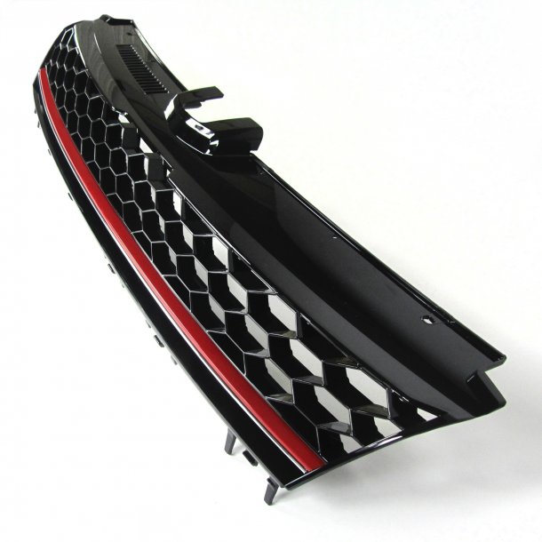 JOM Frontgrill med honeycomb gitter i sort/rd til VW Golf 7 rgang 08.2012- - uden logo