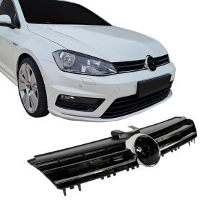 JOM Frontgrill sort hjglans uden logo - R-Look - til VW Golf 7, 20122017, Hatchback & Variant