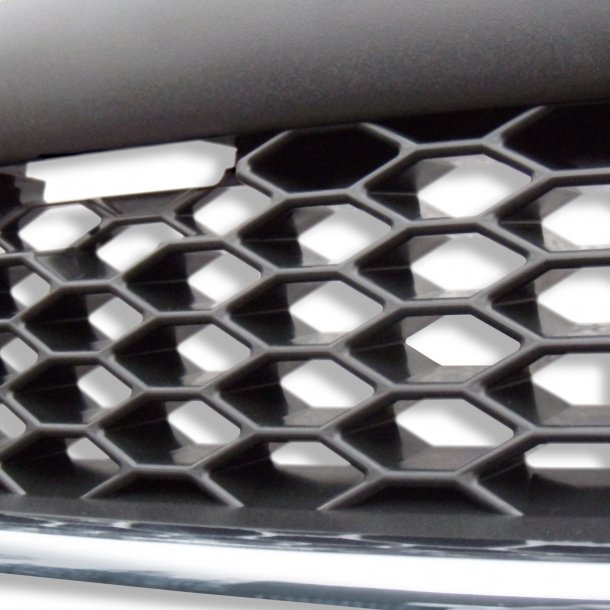 JOM Frontgrill sports look med diamant look i blank sort/krom til Opel Astra G - uden logo
