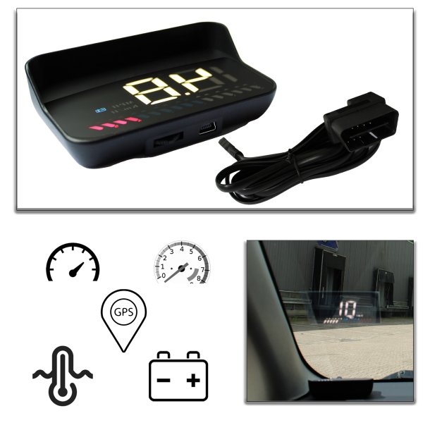 Universal HUD Head-Up Display OBD 2 + GPS Dual System bil speedometer til forrude