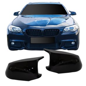 Spejlcover st i blank sort til BMW 5 serie F10, F11 Sedan / Touring, pre-facelift, 2010-2013