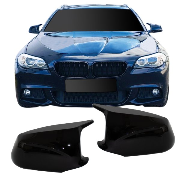 Spejlcover st i blank sort til BMW 5 serie F10, F11 Sedan / Touring, pre-facelift, 2010-2013