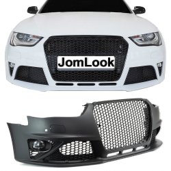 JOM Frontkofanger i sport-design inkl. grill og tgelygter (SRA/PDC) Audi A4 B8 Facelift, 2011-2015