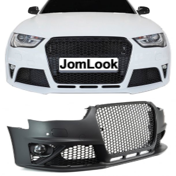 JOM Frontkofanger i sport-design inkl. grill og tgelygter (SRA/PDC) Audi A4 B8 Facelift, 2011-2015
