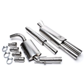 TA Technix udstdningsst i rustfri stl med 2x76 mm lige afgange. til VW Golf 3 og Golf 3+4 Cabrio