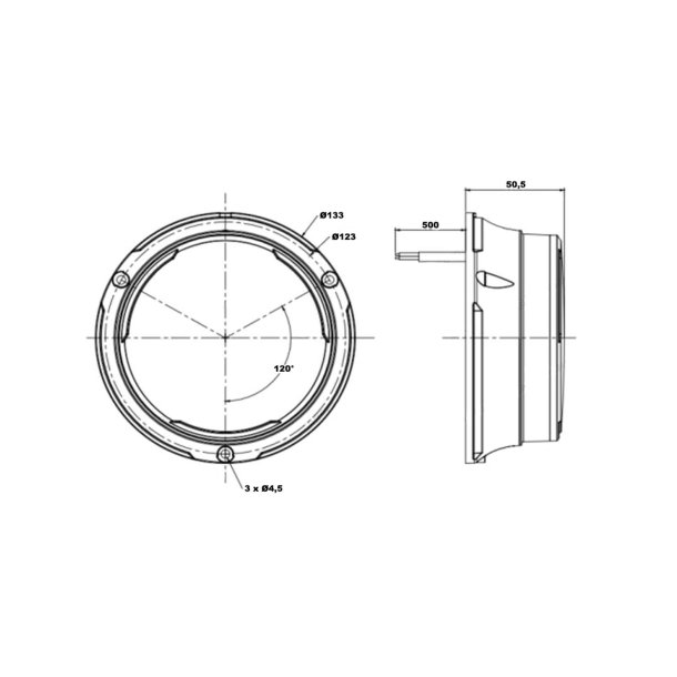 Lavprofil LED beacon gul - plan montering - 10-30V
