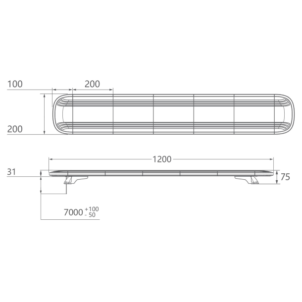 Raptor LED lysbro 1200 mm - amber, R65, R10, 10-30V
