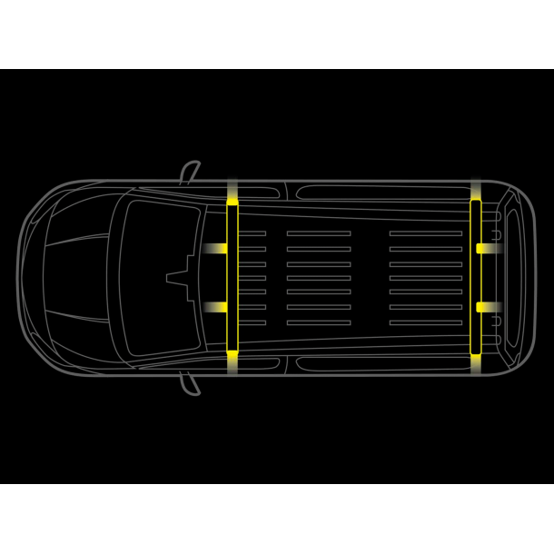 Tagb�jle m. LED FLASH for Ford Transit Connect inkl. end-caps &amp; retningsbestemte advarselslys - 2 stk.