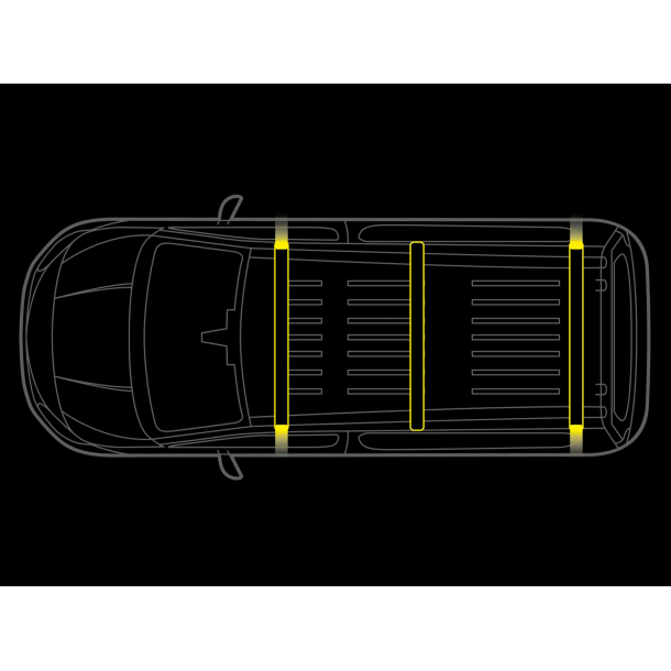 Tagb�jle m. LED FLASH for Ford Transit Connect inkl. end-caps - 3 stk.