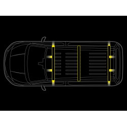Tagb�jle m. LED FLASH for Ford Transit Connect inkl. end-caps &amp; retningsbestemte advarselslys - 3 stk.