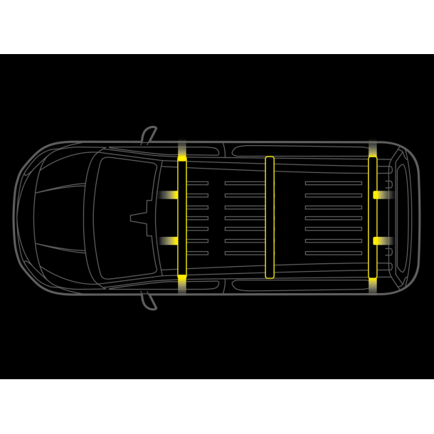 Tagb�jle m. LED FLASH for Fiat Ducato inkl. end-caps &amp; retningsbestemte advarselslys - 3 stk.