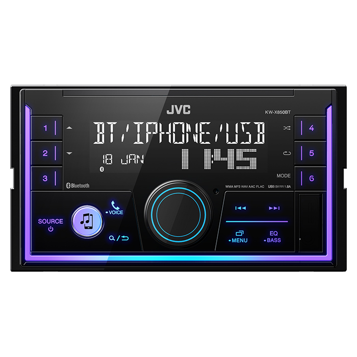 JVC KW-X850BT - 2-DIN bilradio Bluetooth, USB og variabel farvebelysning 4x50W
