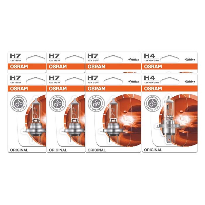 Osram H4 + H7 12V pærepakke 100 stk. Osram H4 + H7 12V pærepakke 100 stk.