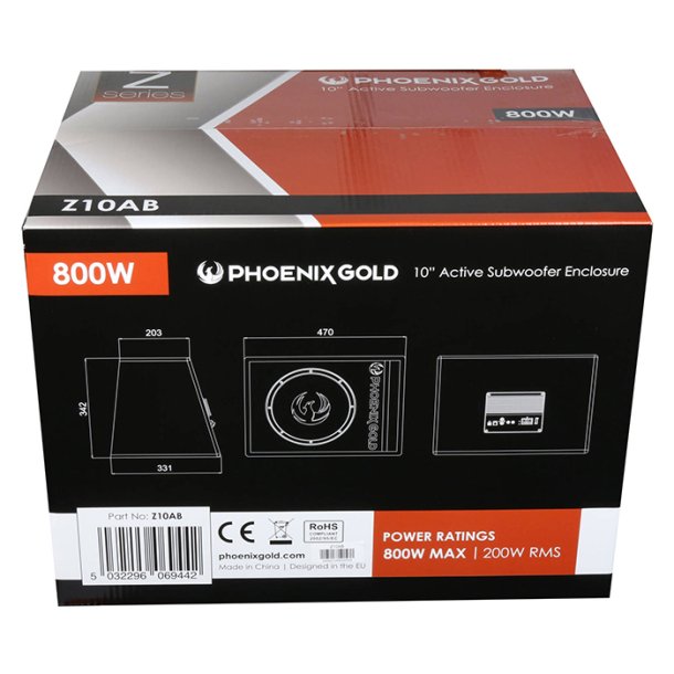 Phoenix Gold 10" aktiv Sub M. kabler &amp; remote