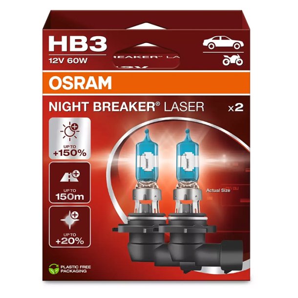 Osram Night Breaker Laser HB3 60W 12V +150 Procent- S�t