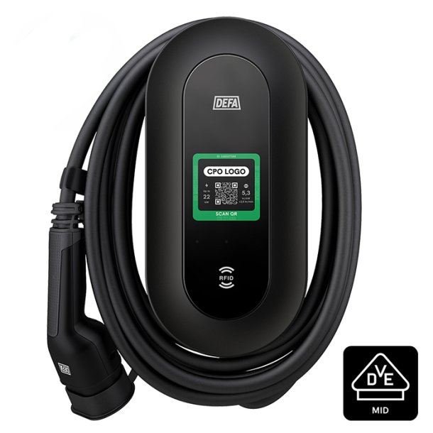 DEFA Power S Ladestation med MID og V2X 6 m. kabel 22kw