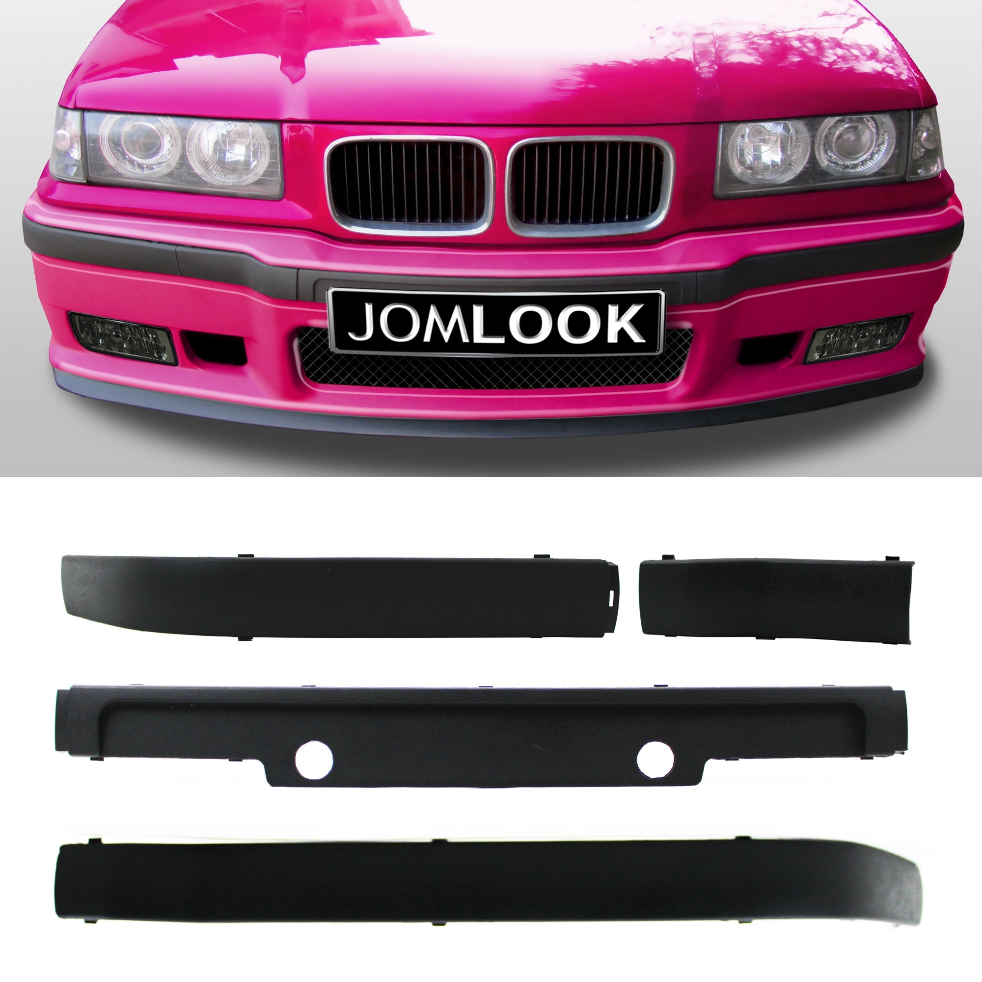 Listesæt 4-delt, forreste lister sort, 6 dele BMW 3 Serie Limo/Touring/Coupé/Cabrio m, M3/M kofanger